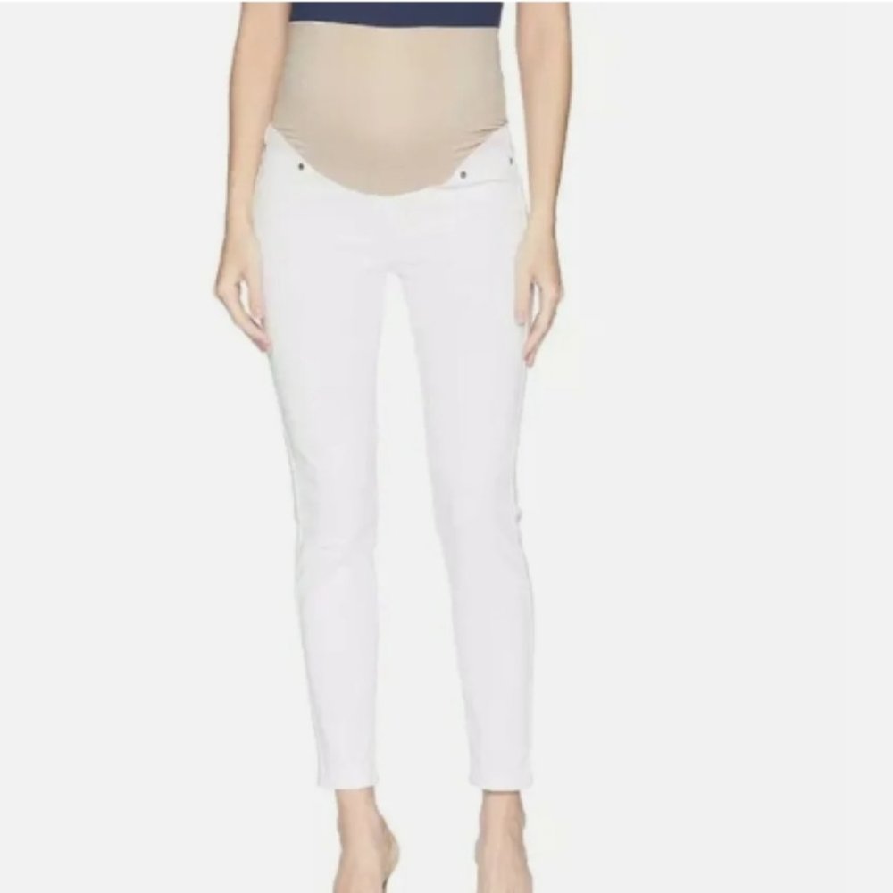Liverpool Maternity White Denim Crop Capri Jeans